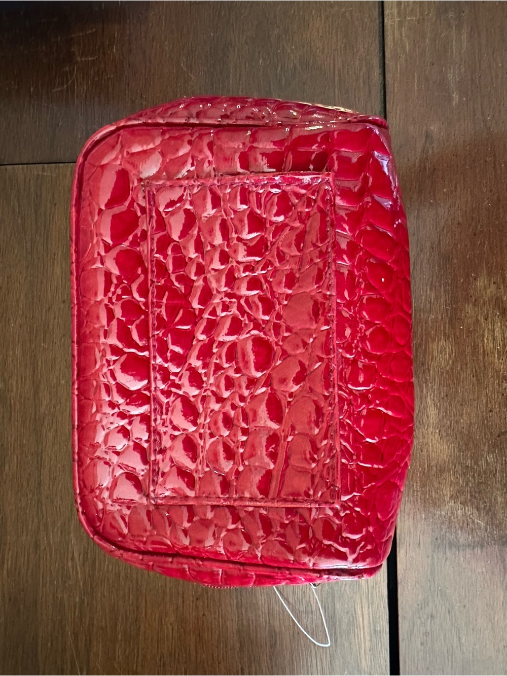 Red Croc-Embossed Compact Wallet - Women's Bag